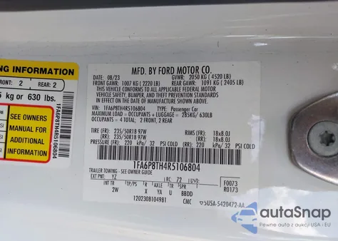 2024 Ford Mustang Ecoboost Fastback from USA, damaged, VIN 1FA6P8TH4R5106804